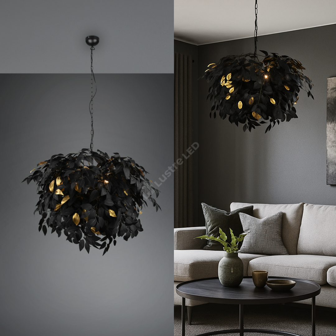 Lustra Suspendata 4xE14 LEAVY Black NEAGRA Lighting Fixtures