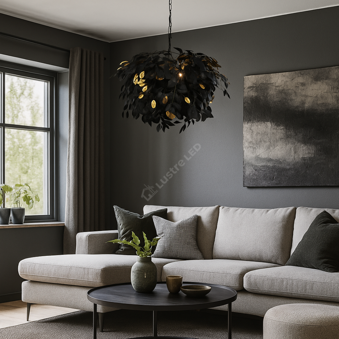 Lustra Suspendata 4xE14 LEAVY Black NEAGRA Lighting Fixtures