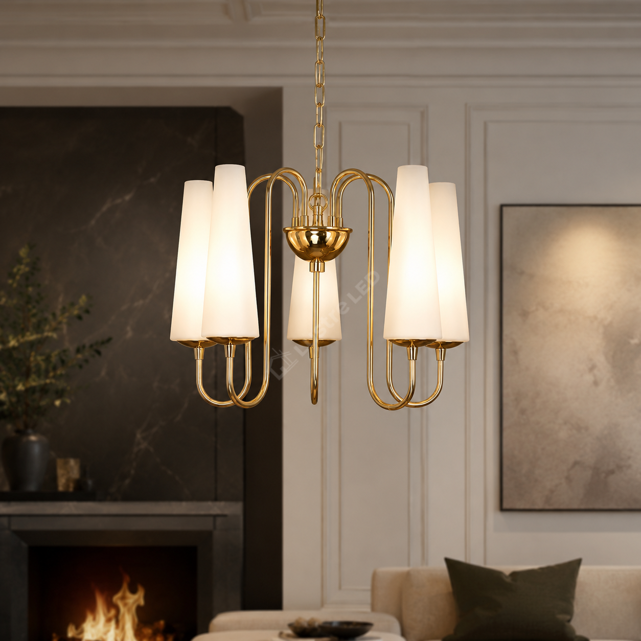 Lustra Suspendata MAGNUM Gold cu Abajur 5xE14 40CM