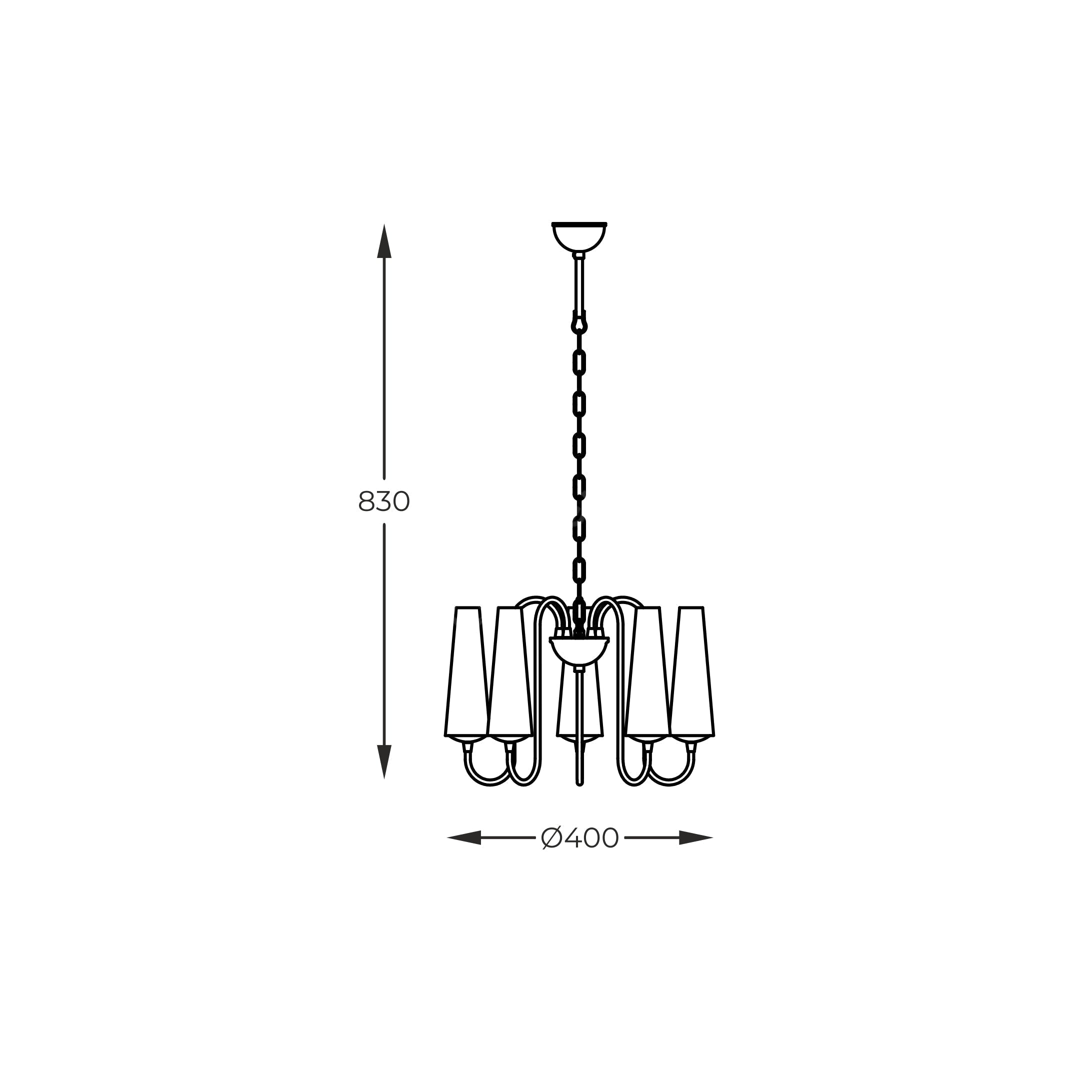 Lustra Suspendata MAGNUM Gold cu Abajur 5xE14 40CM