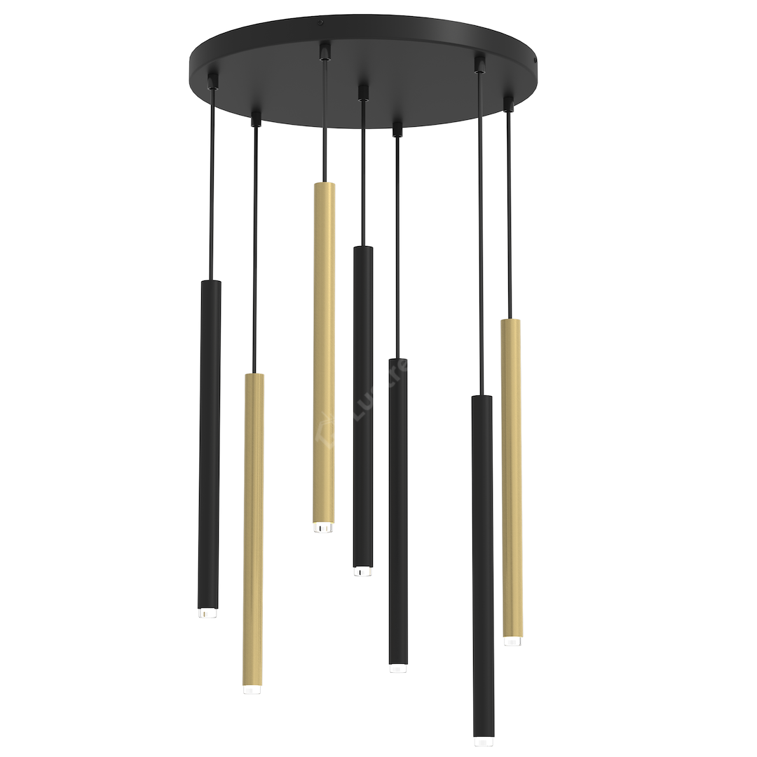 Lustra Suspendata Monza Brass Black & Gold Premium 7xG9
