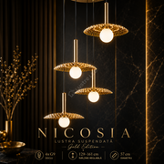 Lustra Suspendata NICOSIA Gold cu Abajur 4xG9 57CM