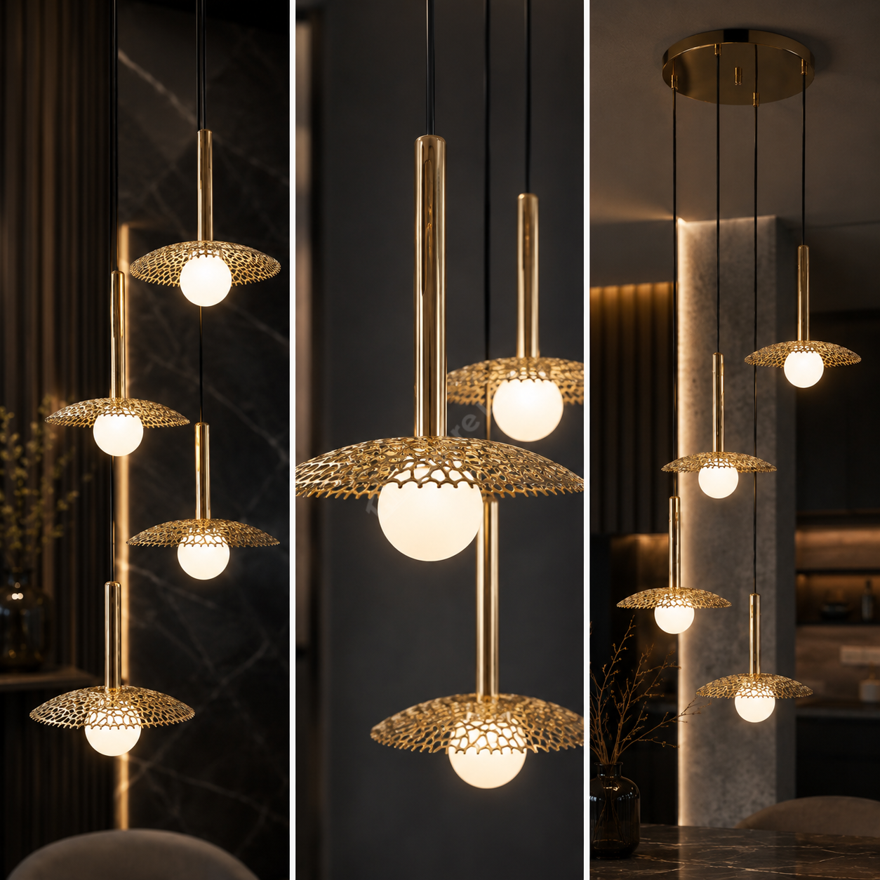 Lustra Suspendata NICOSIA Gold cu Abajur 4xG9 57CM