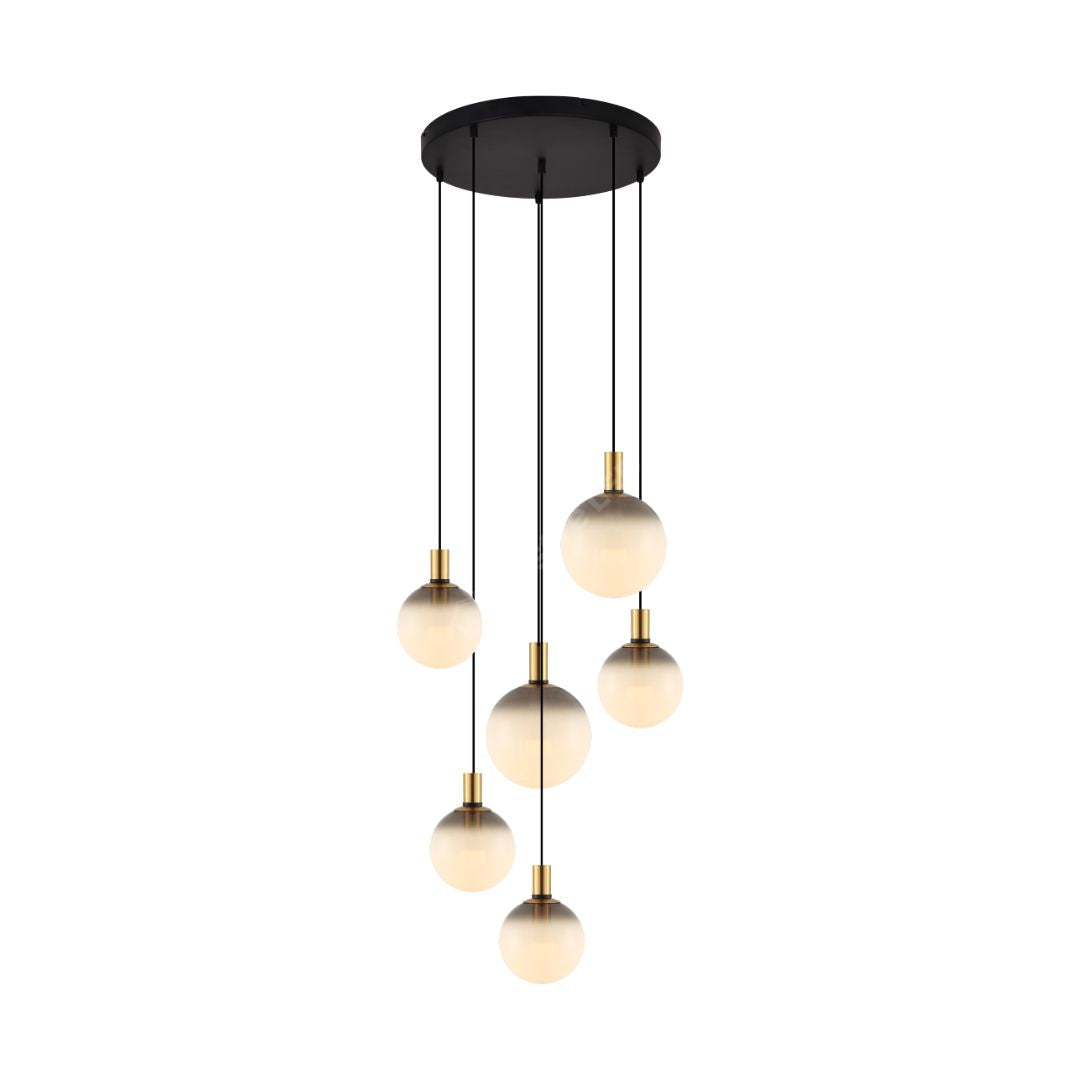 Lustra Suspendata NUA BLACK GOLD Abajur 6xE27 75CM