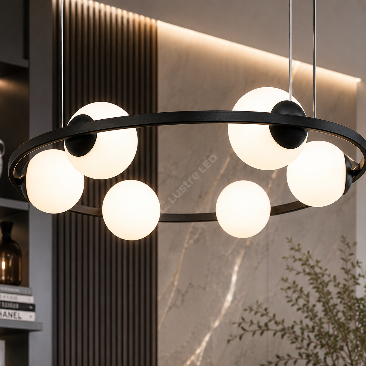 Lustra Suspendata ORBIT Black cu Abajur 3xE27 3xE14 78CM
