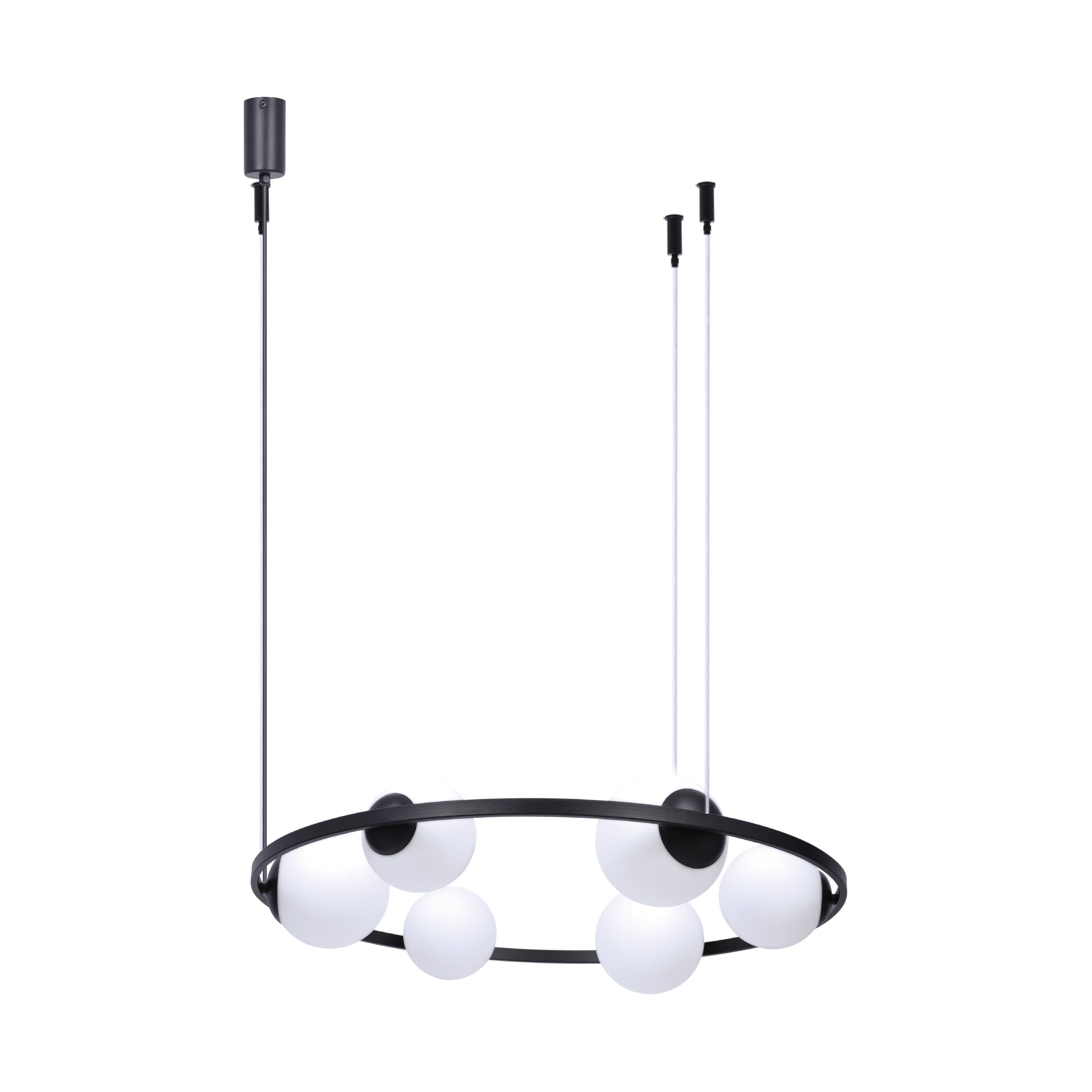 Lustra Suspendata ORBIT Black cu Abajur 3xE27 3xE14 78CM