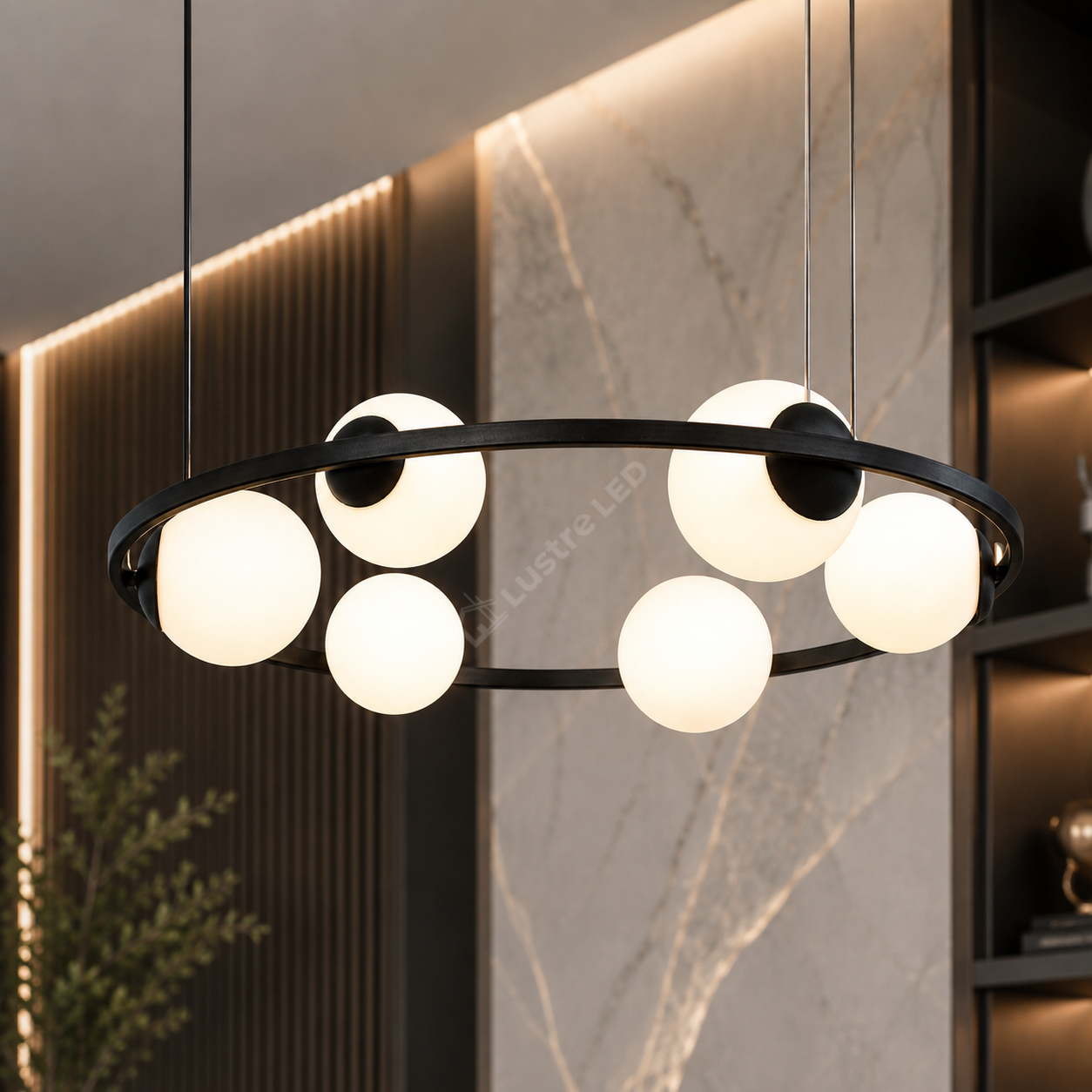 Lustra Suspendata ORBIT Black cu Abajur 3xE27 3xE14 78CM