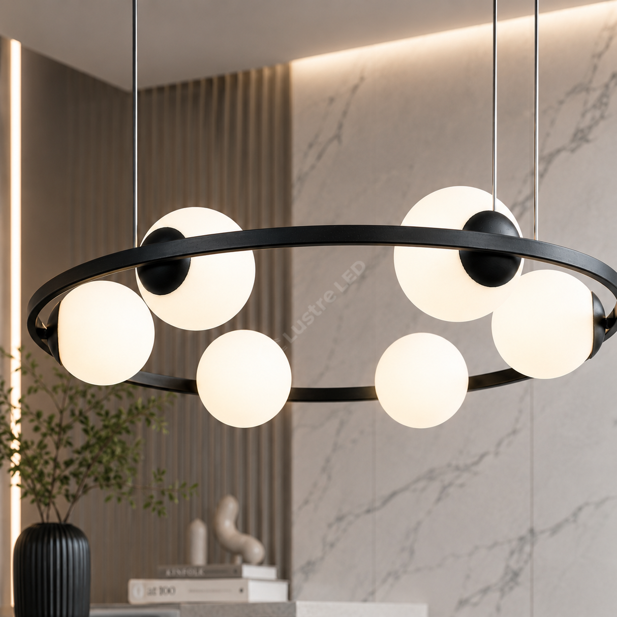 Lustra Suspendata ORBIT Black cu Abajur 3xE27 3xE14 78CM