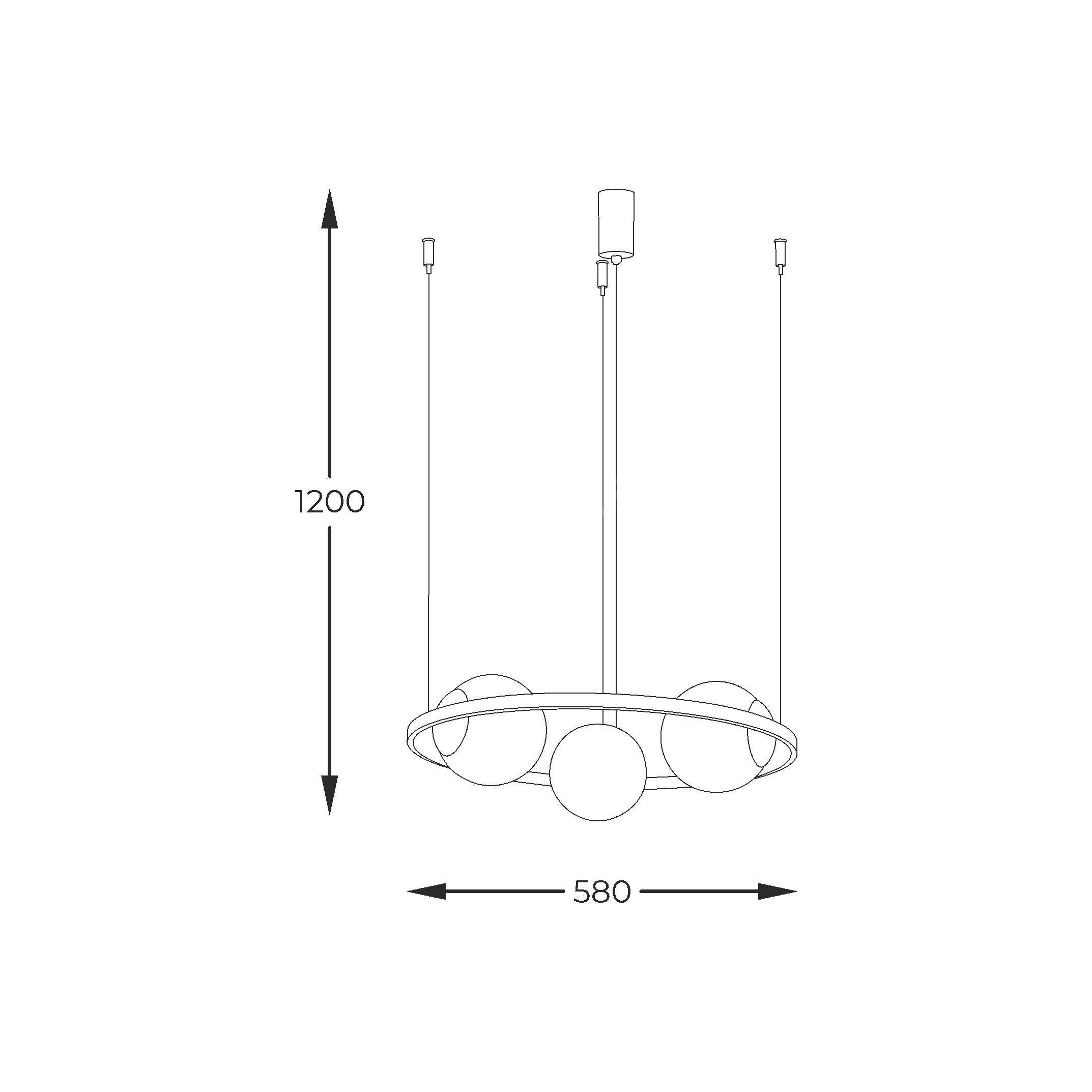 Lustra Suspendata ORBIT Black cu Abajur 3xE27 58CM