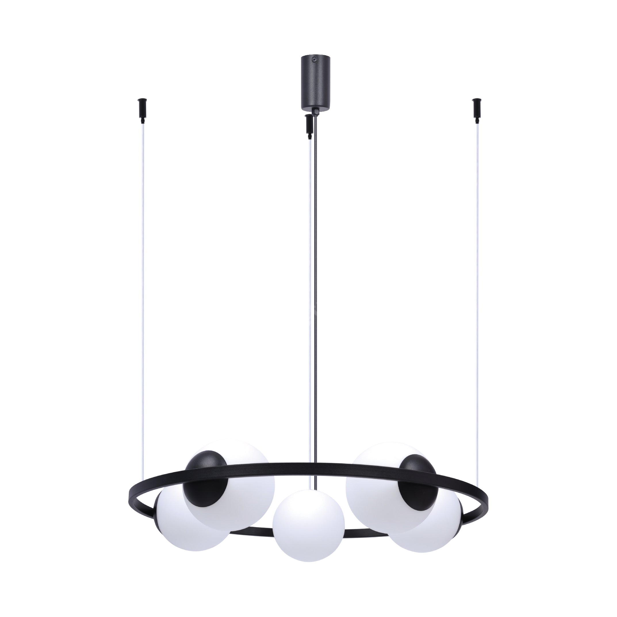 Lustra Suspendata ORBIT Black cu Abajur 5xE27 68CM