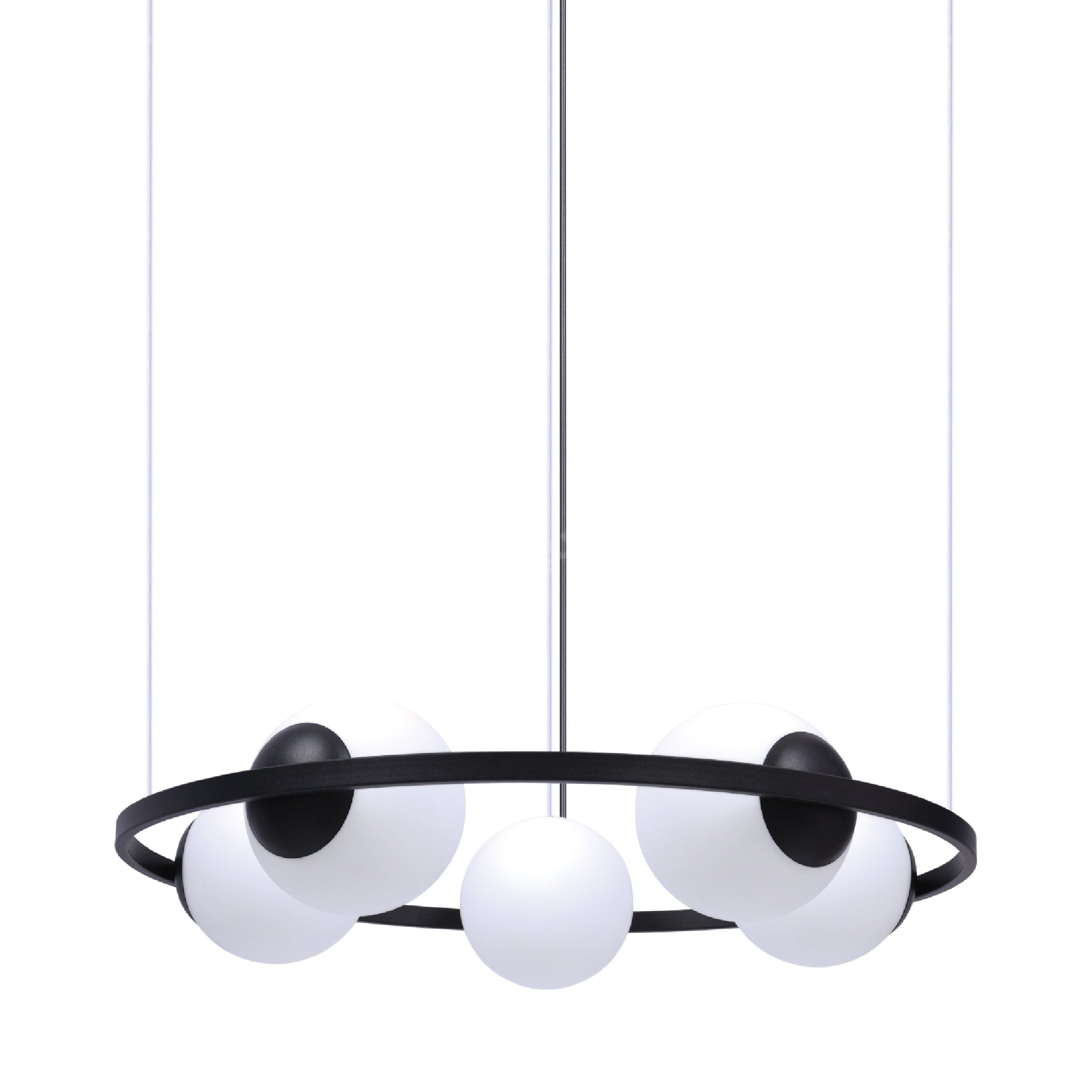 Lustra Suspendata ORBIT Black cu Abajur 5xE27 68CM