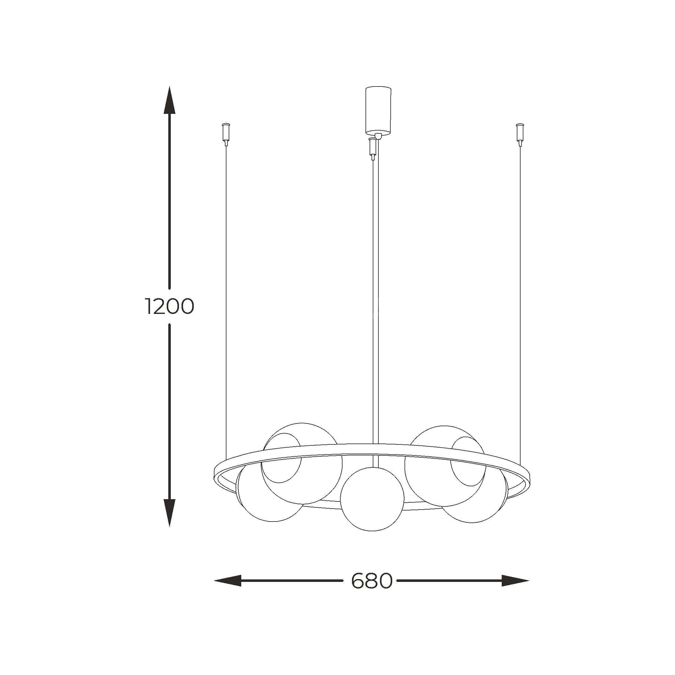 Lustra Suspendata ORBIT Black cu Abajur 5xE27 68CM