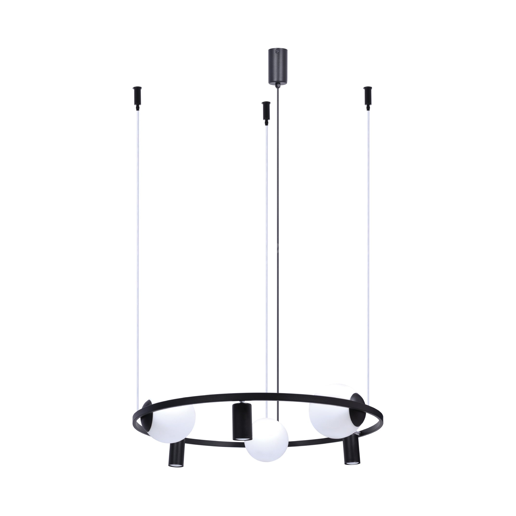 Lustra Suspendata ORBIT Black cu Abajur si Spoturi 3xE27 3xGU10 78CM