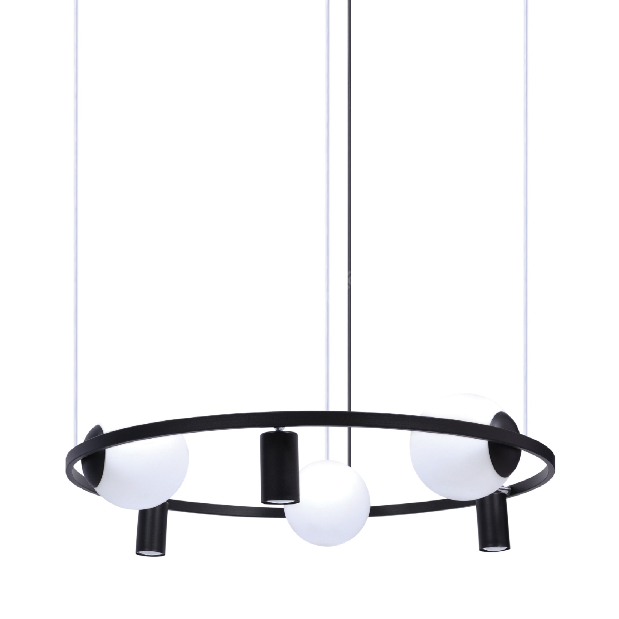 Lustra Suspendata ORBIT Black cu Abajur si Spoturi 3xE27 3xGU10 78CM