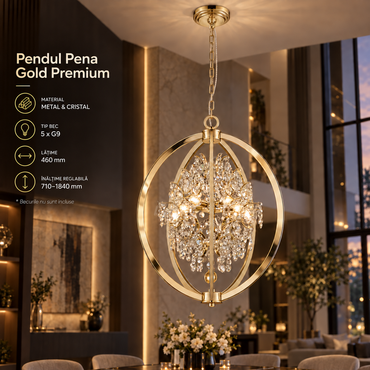Lustra Suspendata Pena Gold Premium