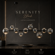 Lustra Suspendata SERENITY Black cu Abajur 10xG9 106CM