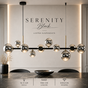 Lustra Suspendata SERENITY Black cu Abajur 10xG9 106CM