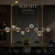 Lustra Suspendata SERENITY Gold Black cu Abajur 10xG9 106CM