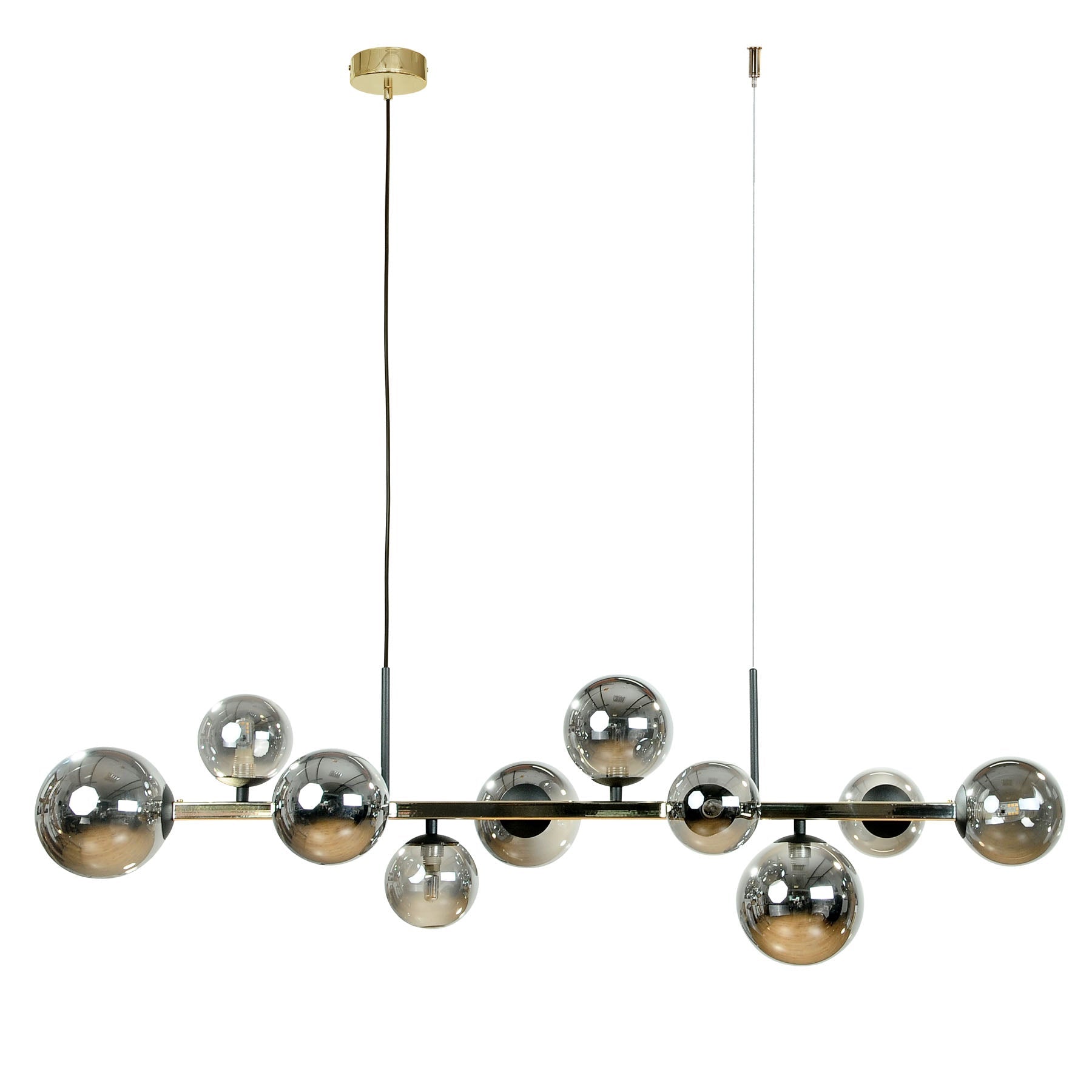 Lustra Suspendata SERENITY Gold Black cu Abajur 10xG9 106CM