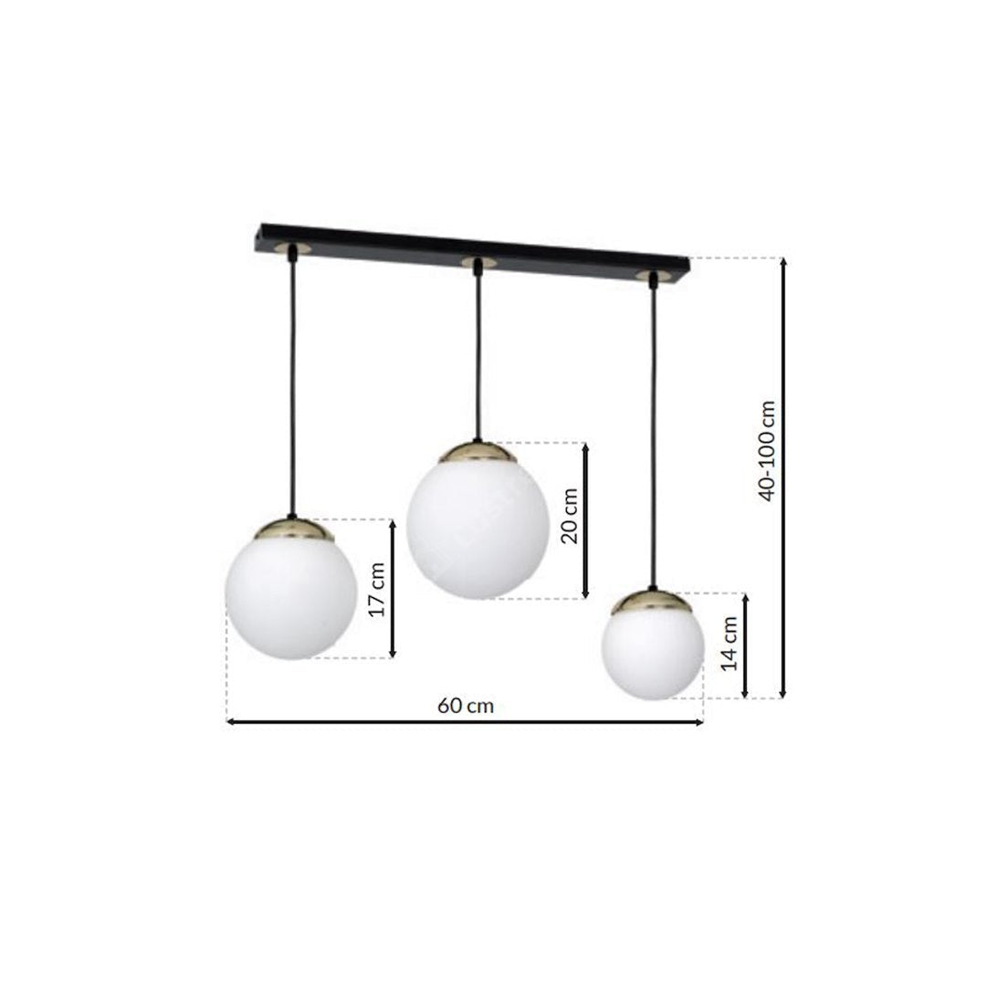 Lustra Suspendata Sparta Black & Gold Line Premium 3xE14