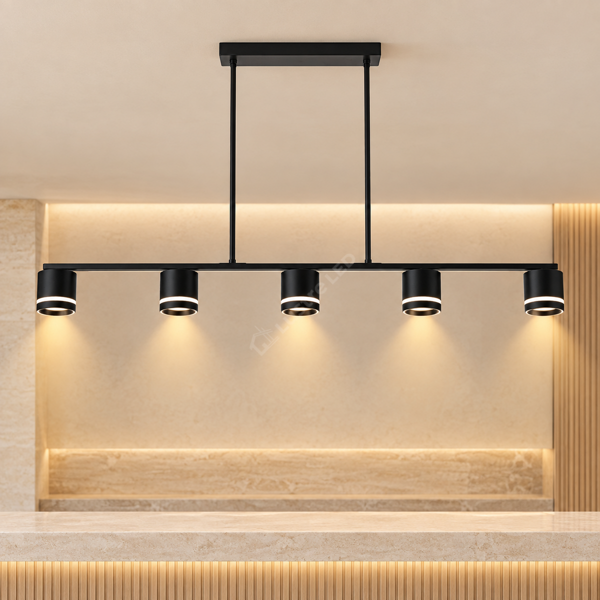 Lustra Suspendata Sydo Black cu 5 Becuri GX53