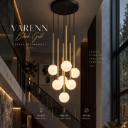 Lustra Suspendata VARENN Black Gold 8xE27 55CM