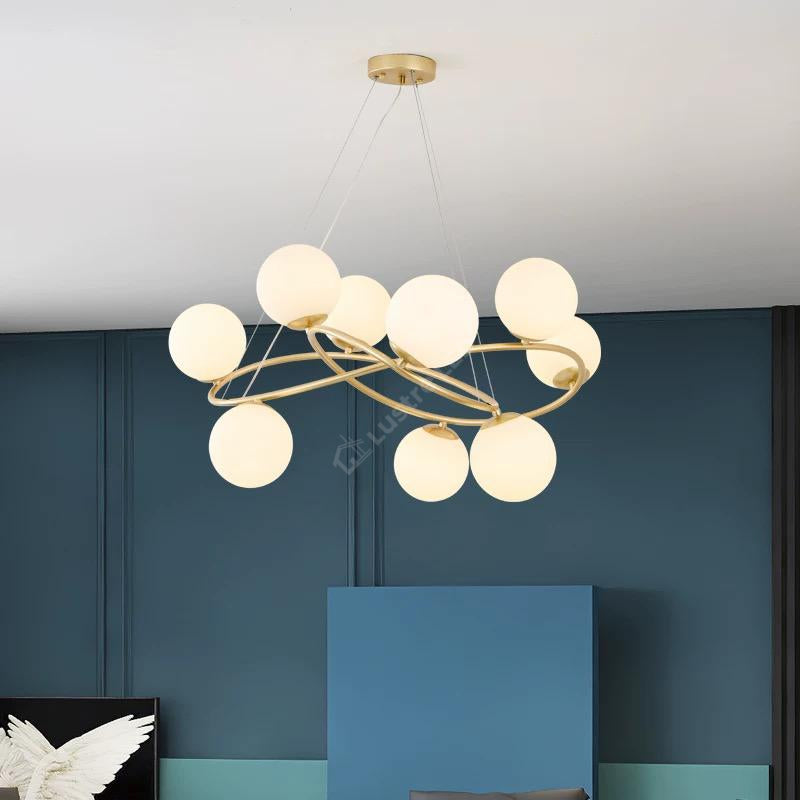 Lustra Suspendata VELURA Gold Abajur Mat Chandeliers
