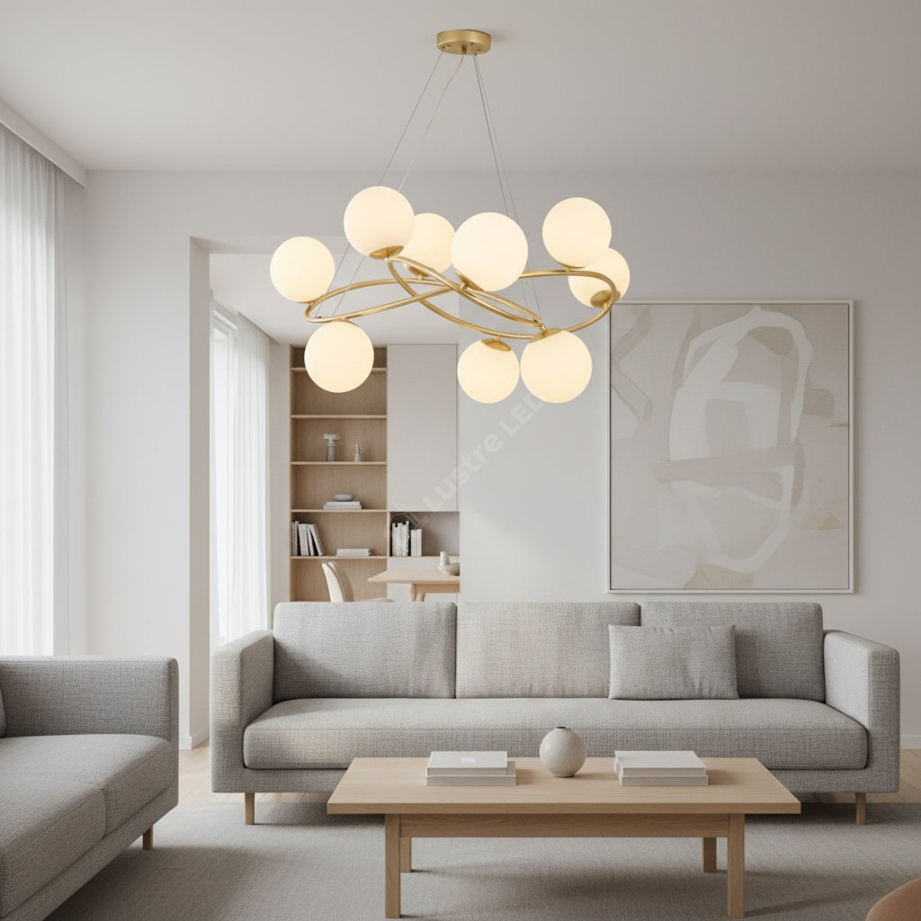 Lustra Suspendata VELURA Gold Abajur Mat Chandeliers