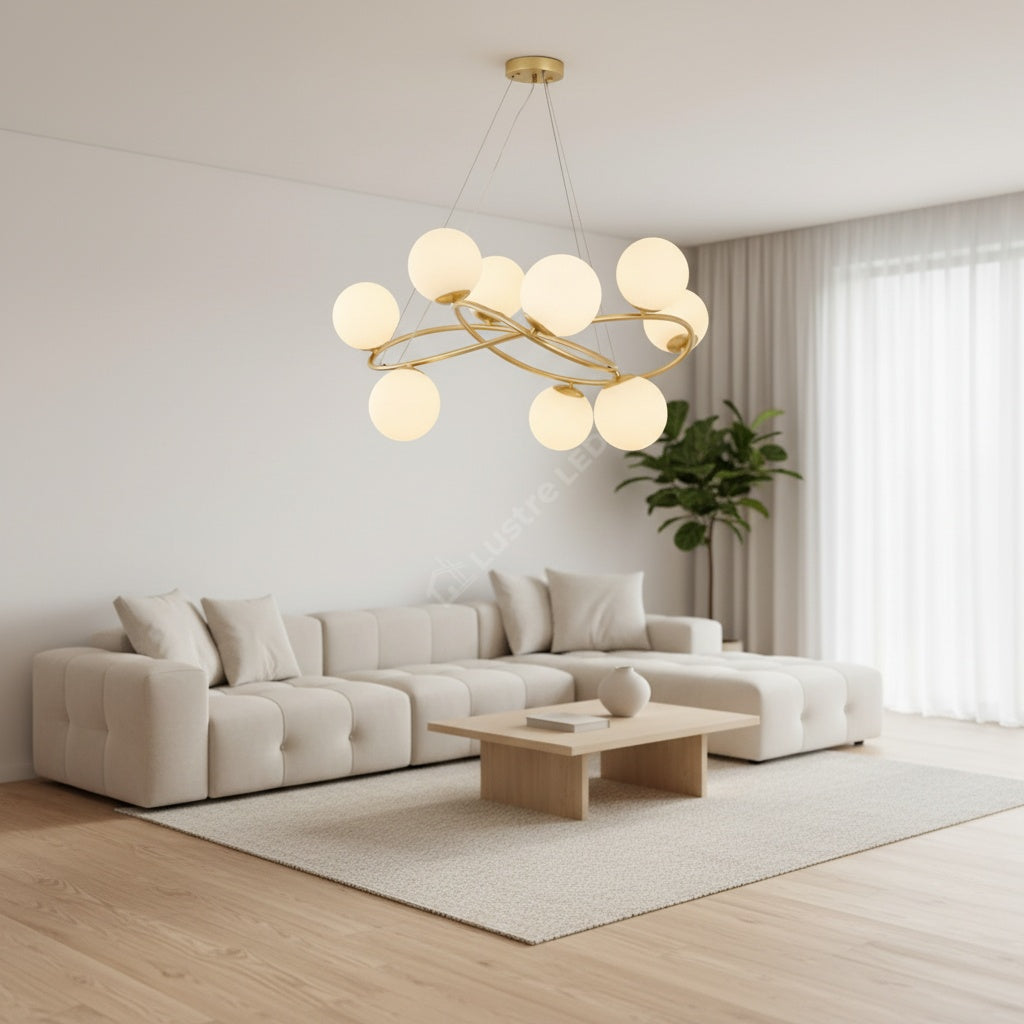 Lustra Suspendata VELURA Gold Abajur Mat Chandeliers