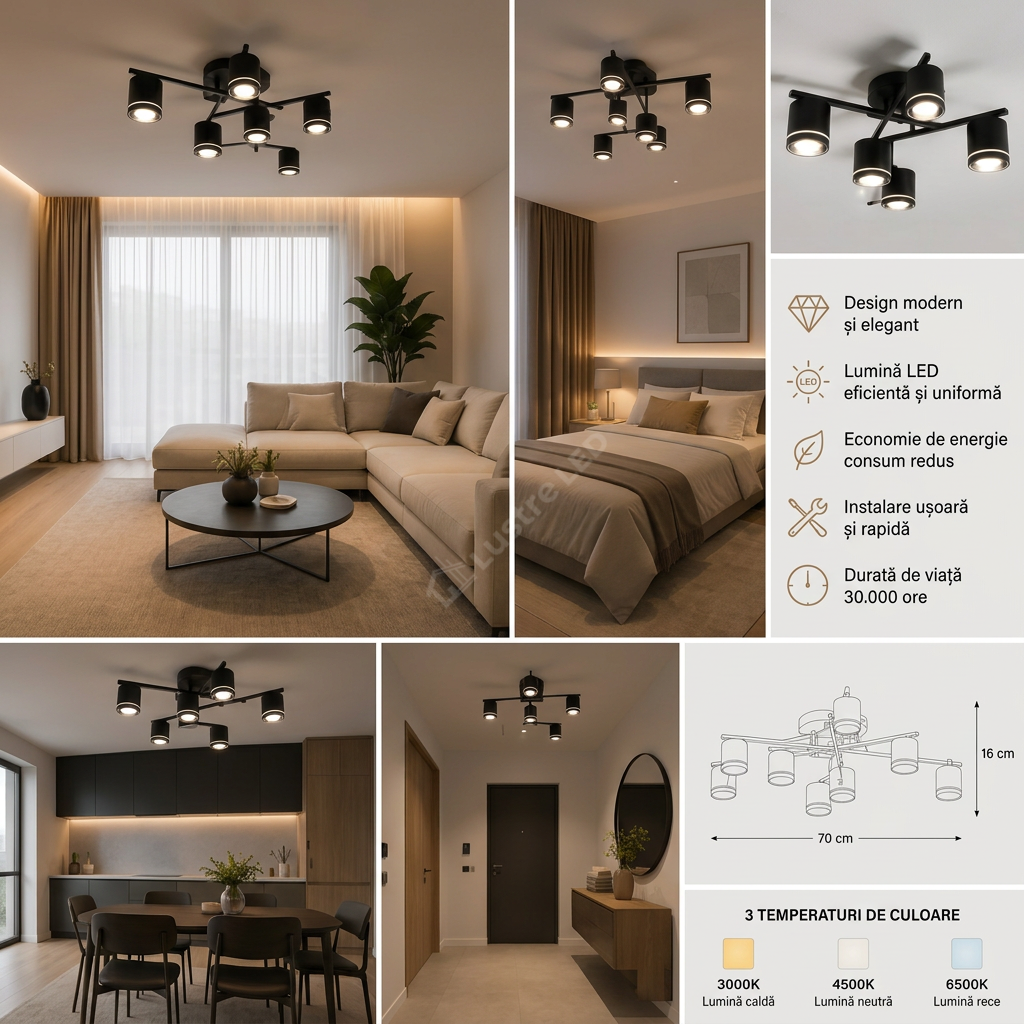 Lustra Sydo Black cu 4 Becuri GX53