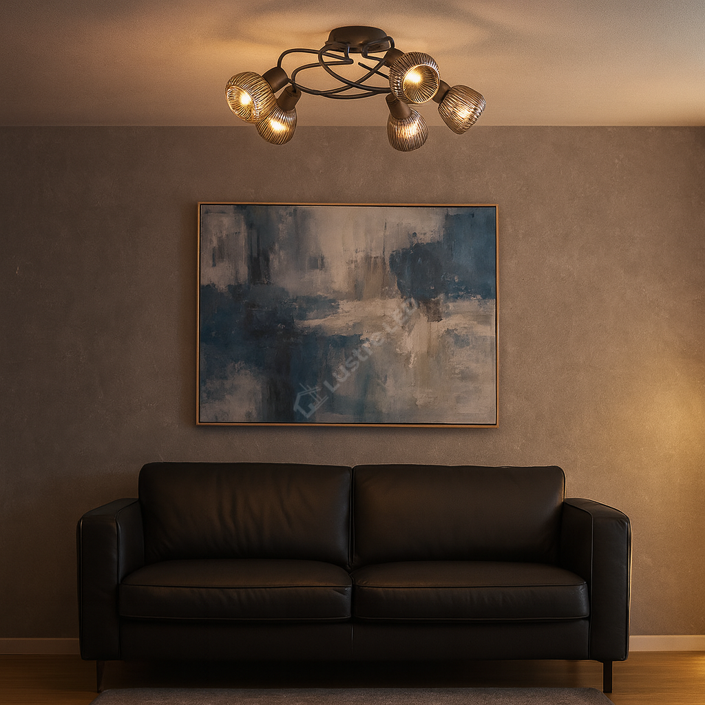 Lustra TARIFA Abajur Negru Mat 6xE14 NEAGRA / ABAJUR Chandeliers