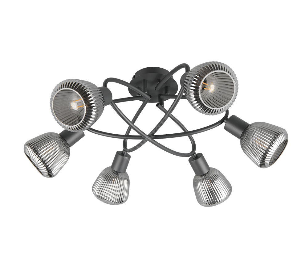 Lustra TARIFA Abajur Negru Mat 6xE14 NEAGRA / ABAJUR Chandeliers