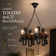 Lustra TOLEDO 4xE27 Black&Wood