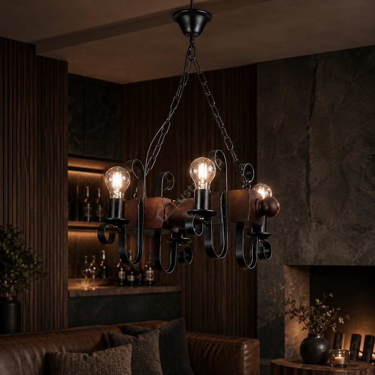 Lustra TOLEDO 4xE27 Black&Wood