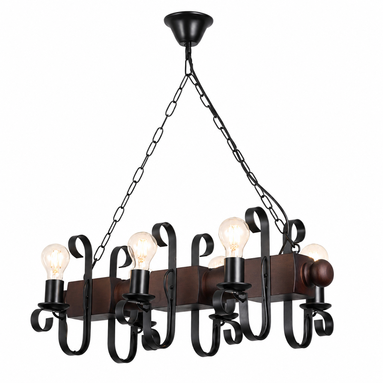 Lustra TOLEDO 4xE27 Black&Wood