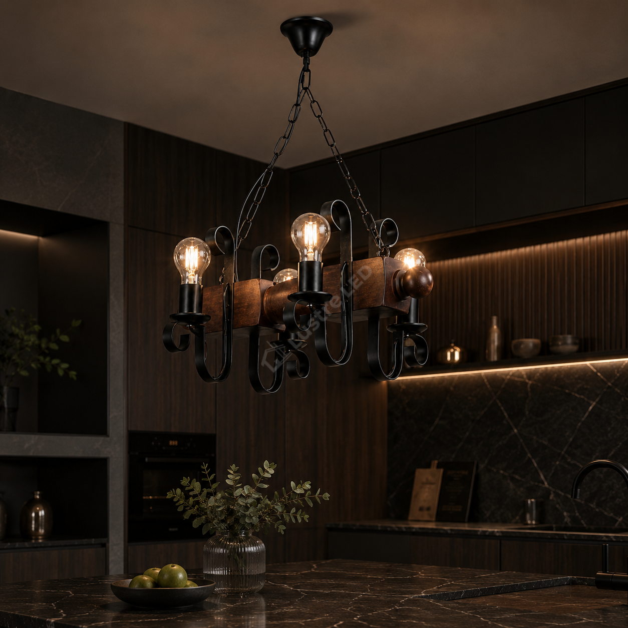 Lustra TOLEDO 4xE27 Black&Wood