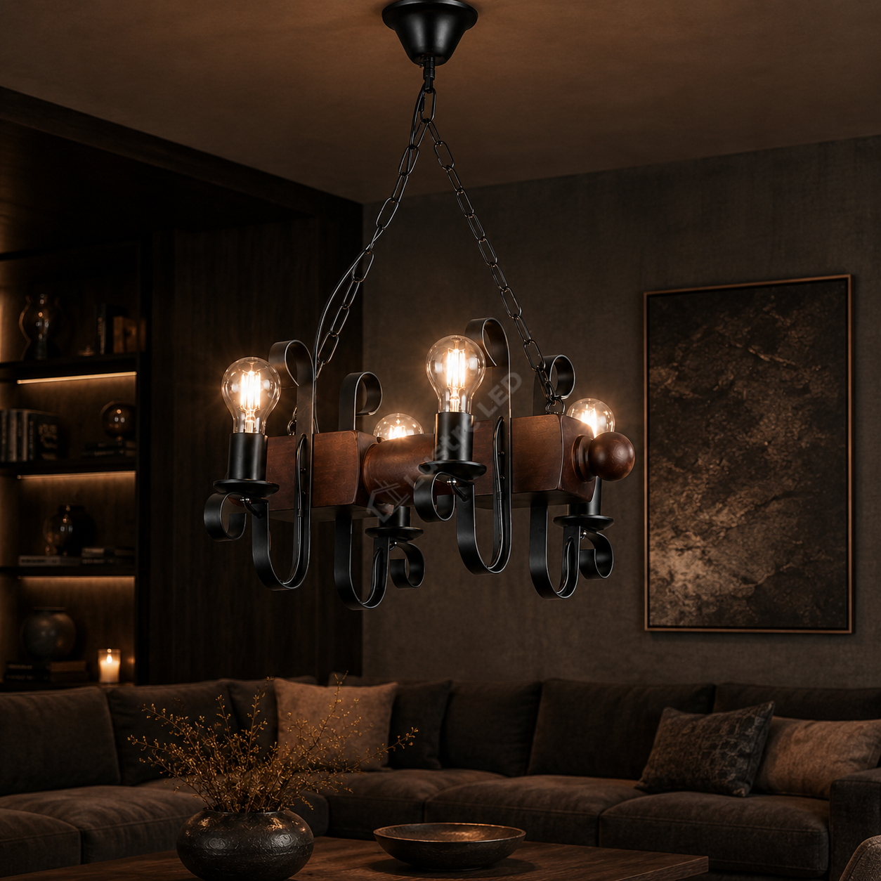 Lustra TOLEDO 4xE27 Black&Wood