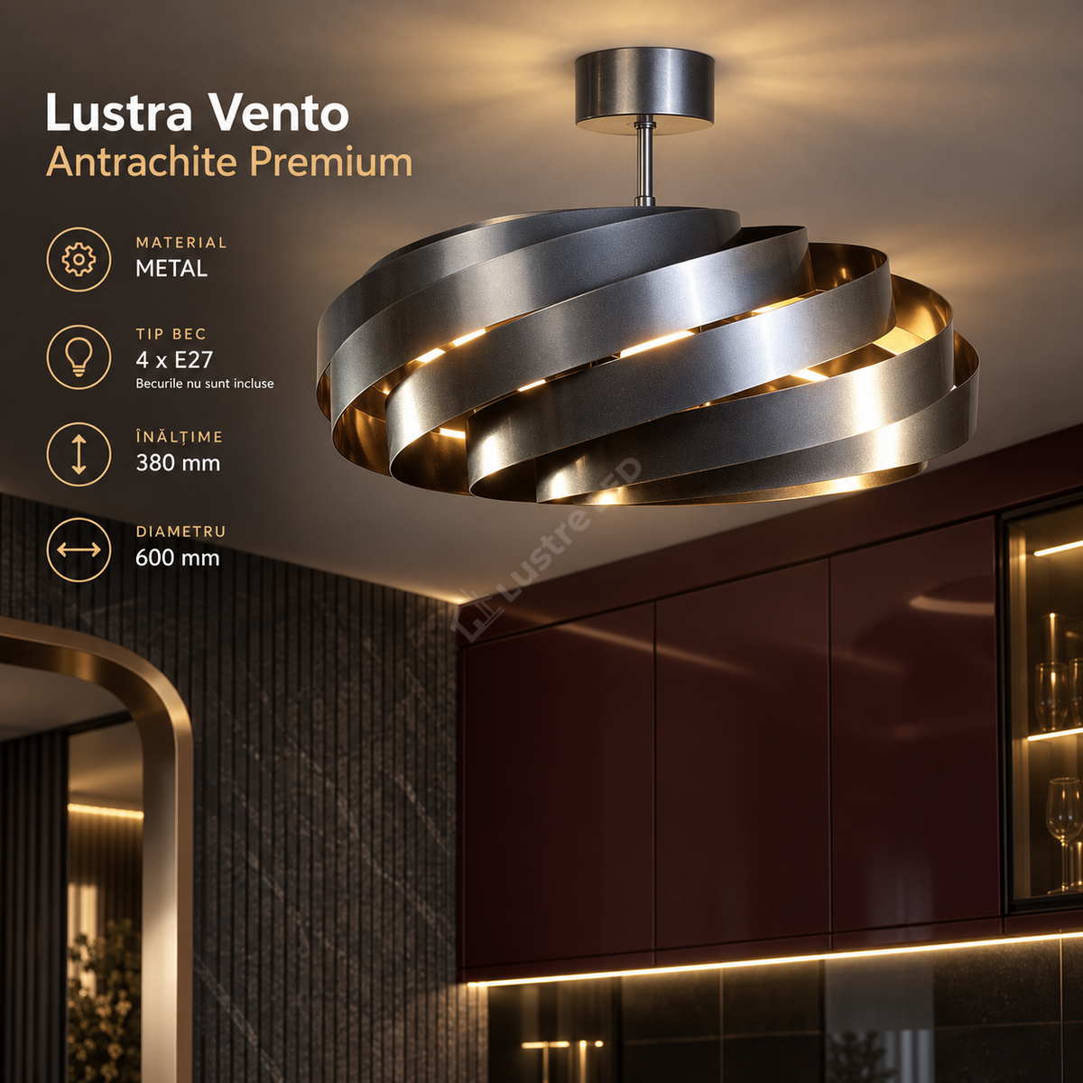 Lustra Vento Antrachite Premium Ø60CM