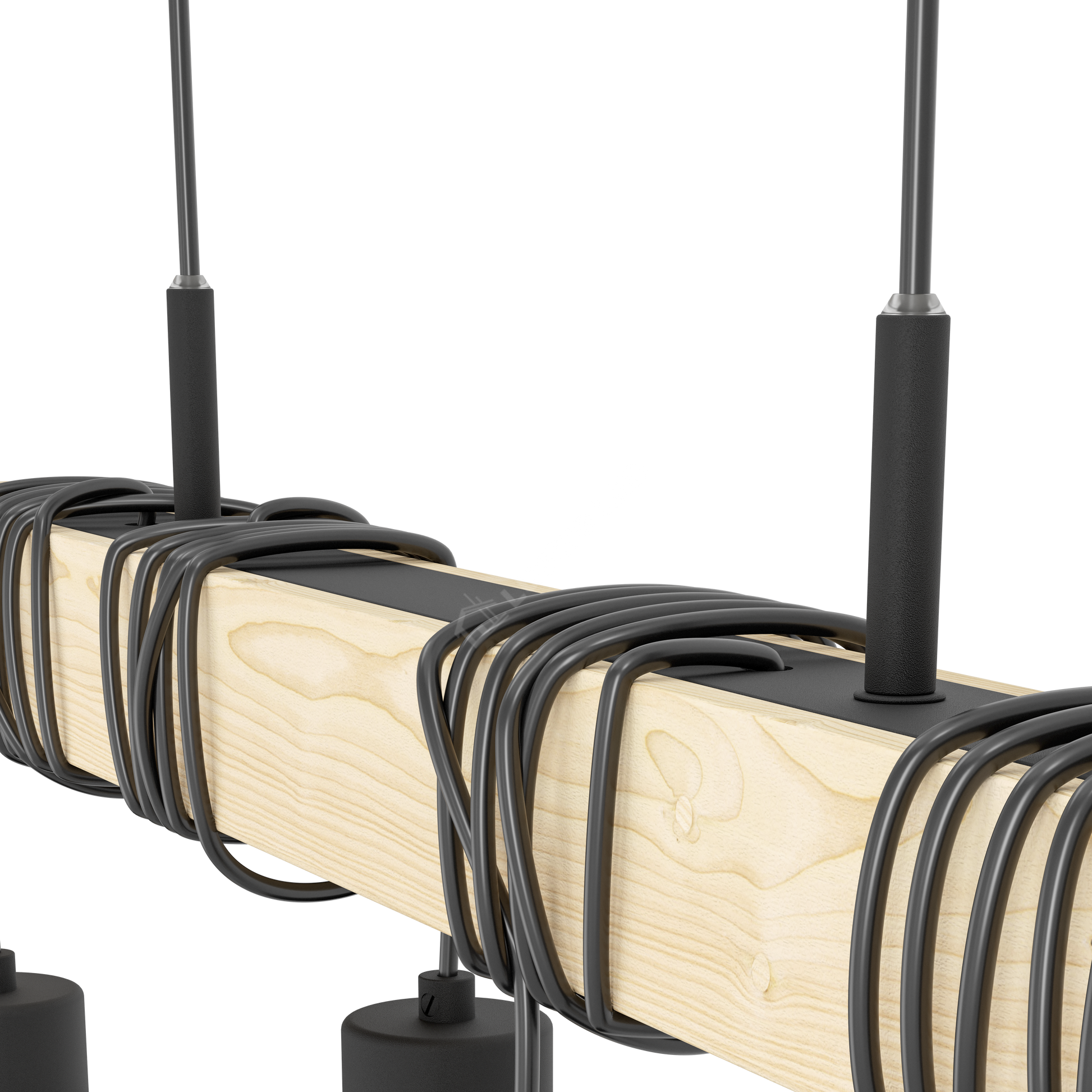 Lustra Suspendata TOWNSHEND 5 Black & Wood 4xE27 Eglo Chandeliers