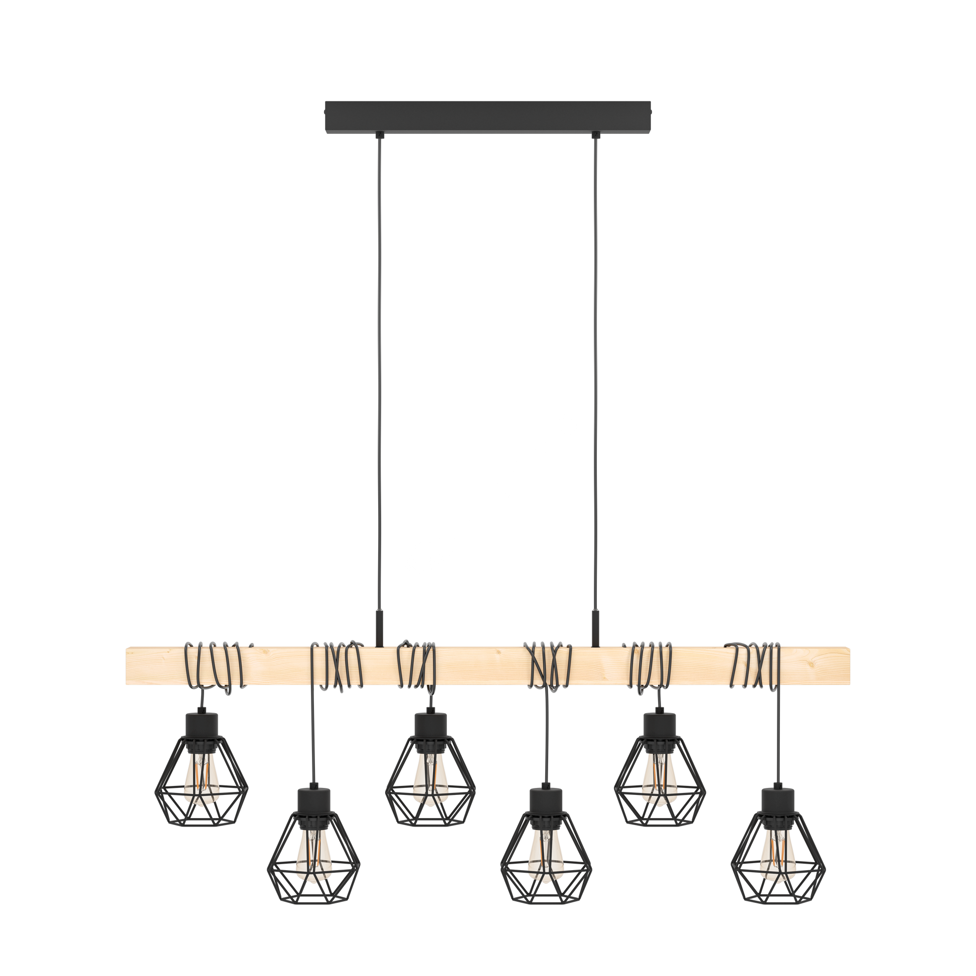 Lustra Suspendata TOWNSHEND 5 Black & Wood Eglo Chandeliers