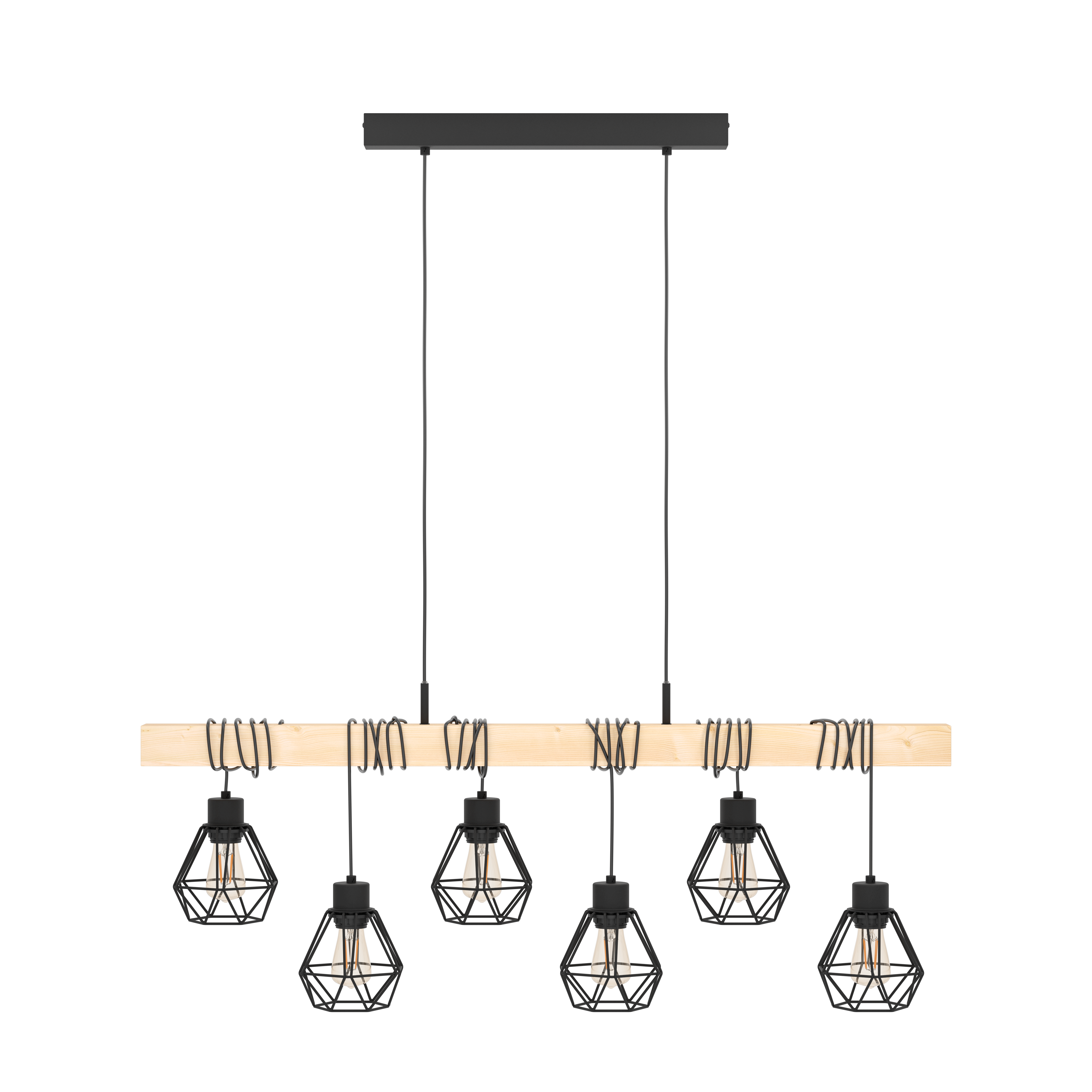 Lustra Suspendata TOWNSHEND 5 Black & Wood Eglo Chandeliers