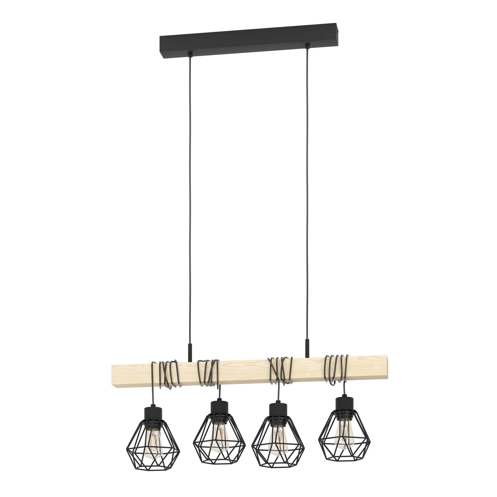 Lustra Suspendata TOWNSHEND Black & Wood Eglo Chandeliers