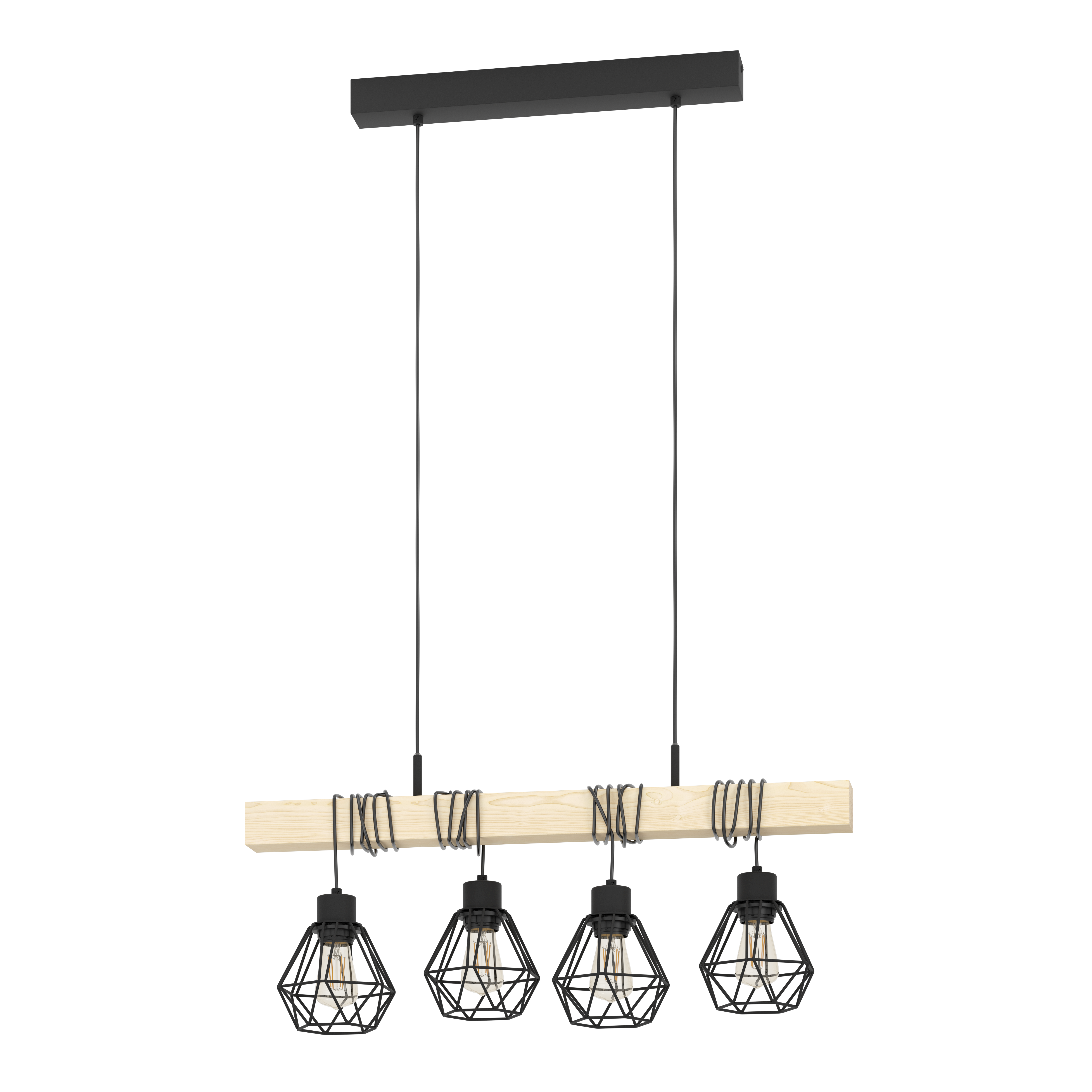 Lustra Suspendata TOWNSHEND Black & Wood Eglo Chandeliers