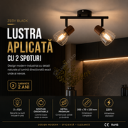 Lustra ZEDY Black cu 2 Spoturi