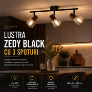 Lustra ZEDY Black cu 3 Spoturi