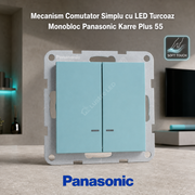Mecanism Comutator Simplu cu LED Turcoaz Monobloc Panasonic Karre Plus 55