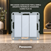 Mecanism Comutator Triplu Simplu Argintiu Monobloc Panasonic Karre Plus 55