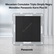 Mecanism Comutator Triplu Simplu Negru Monobloc Panasonic Karre Plus 55