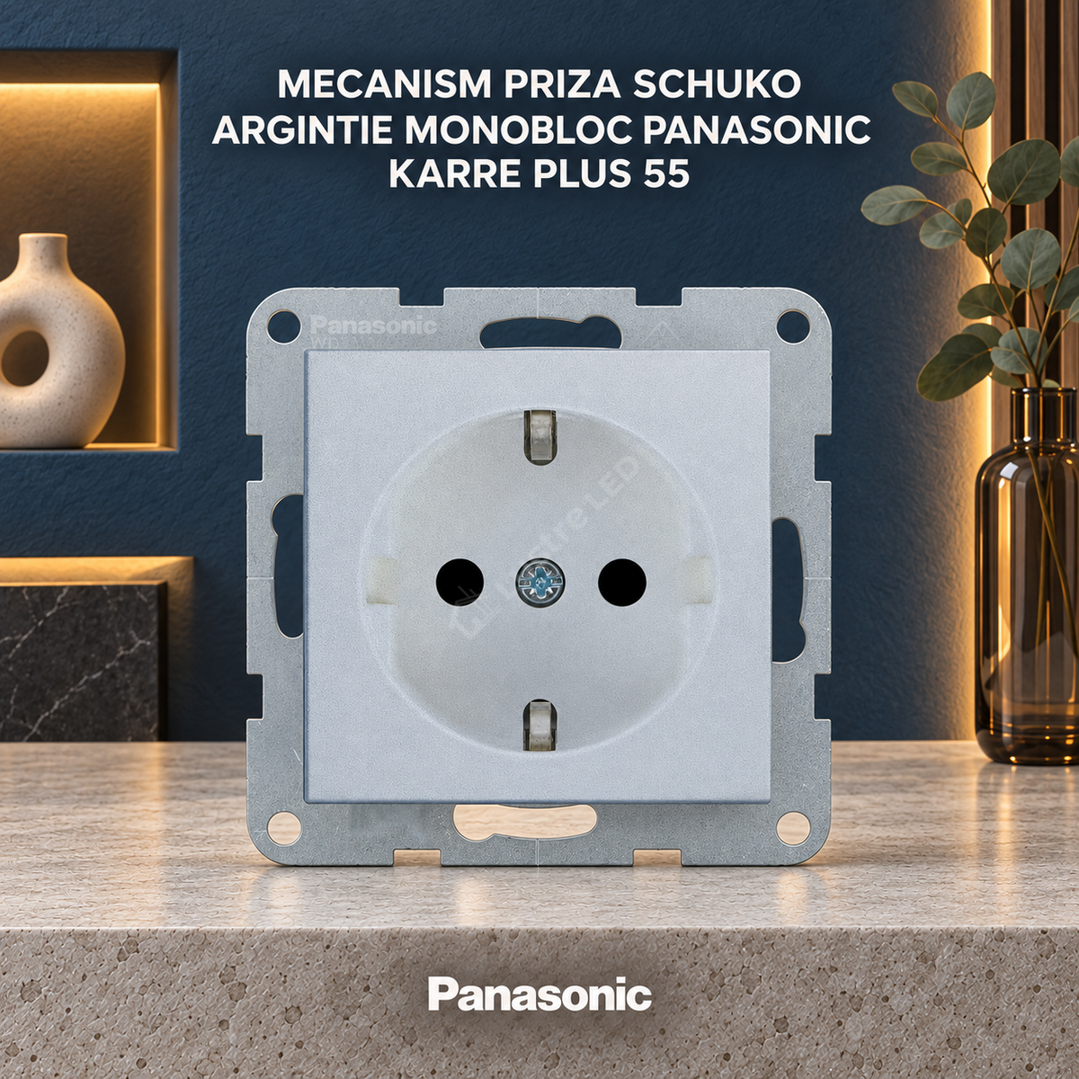 Mecanism Priza Schuko Argintie Monobloc Panasonic Karre Plus 55