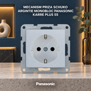 Mecanism Priza Schuko Argintie Monobloc Panasonic Karre Plus 55